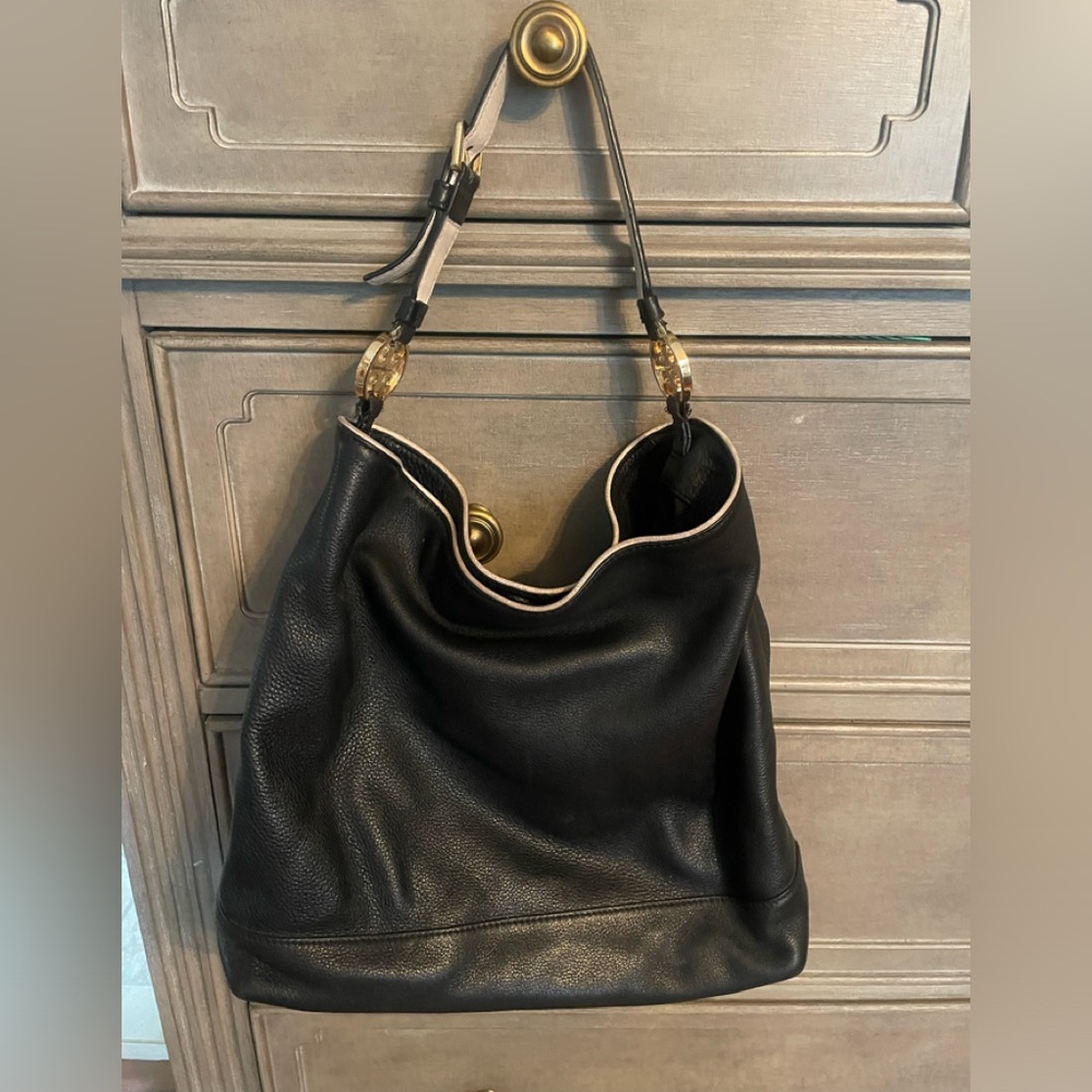 Tory Burch Black Leather Hobo Bag